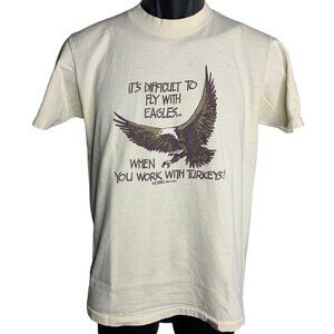 Vintage 80s Crazy Shirts Crewneck T Shirt S Off White Eagles Single Stitch